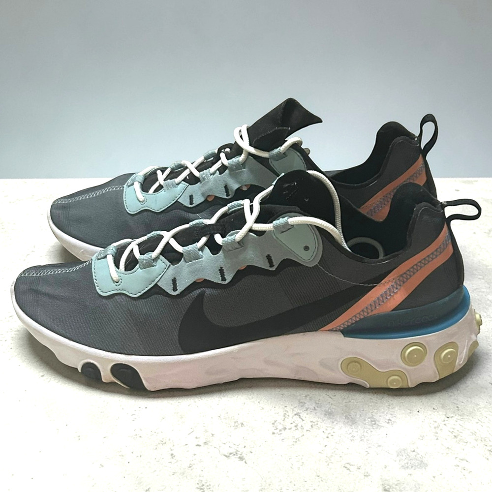 Nike React Element 55 Shoes Mens 12 Ocean Fog Blue Force BQ6166-300 Lightweight